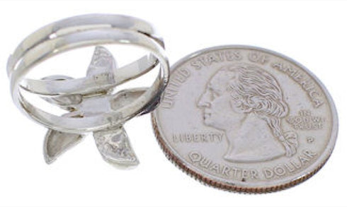 Flower Silver Turquoise Ring Size 5-1/4 FX22243